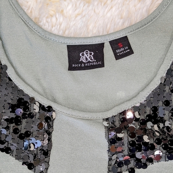 Seafoam Green w/ Silver Sequins Tank Top - Picture 3 of 5